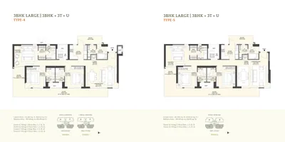 3 BHK Large — Type 4 (Corner) floor plan