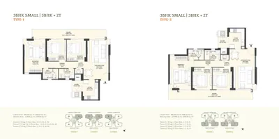 3 BHK Small — Type 1 floor plan
