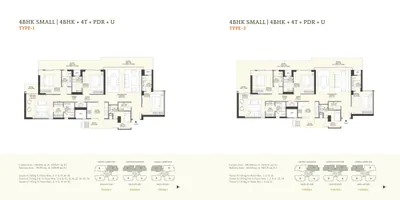 4 BHK Small — Type 1 floor plan