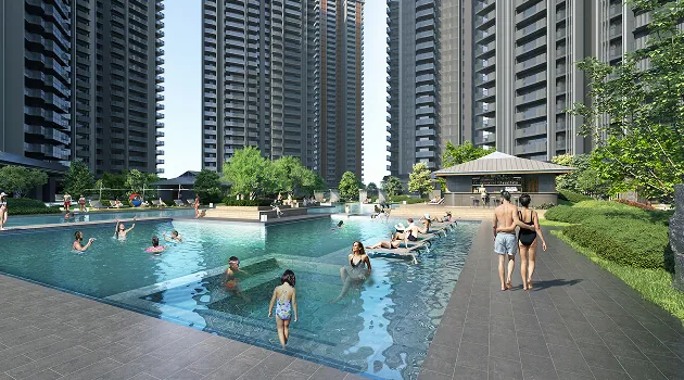 Krisumi Forest Reserve main pool, central courtyard amenity