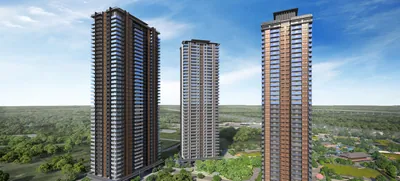 Krisumi Forest Reserve hero render, forest canopy and towers, Sector 36A Gurgaon
