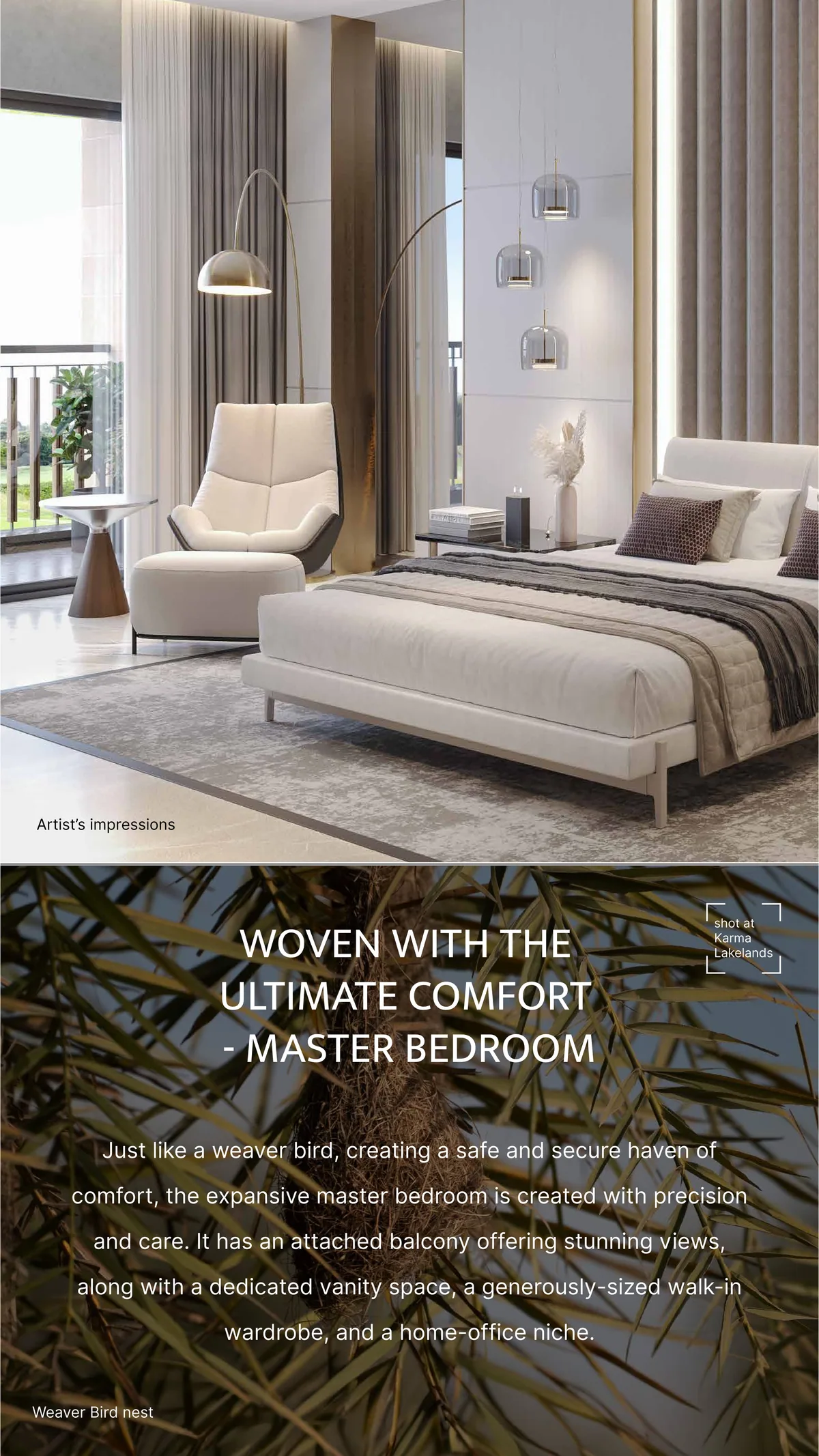Sobha Aranya interior master bedroom walk-in wardrobe ,  Sobha quality construction standard
